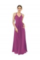 Soft Chiffon Keyhole Back Long V-Neck Wild Berry Sheath Bridesmaid Dress Plymouth