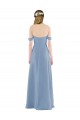 Soft Chiffon Long Off the Shoulder Dusty Blue Sheath Bridesmaid Dress Plymouth