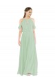 Soft Chiffon Long Off the Shoulder Sage Sheath Bridesmaid Dress Plymouth
