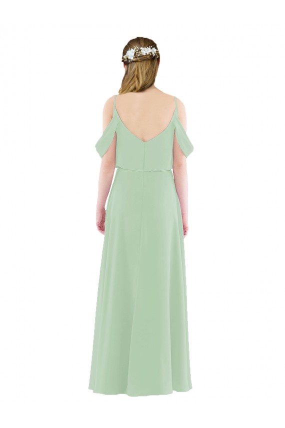 Soft Chiffon Long Off the Shoulder Sage Sheath Bridesmaid Dress Plymouth
