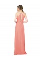 Soft Chiffon Keyhole Back Long Halter Neck Desert Rose Sheath Bridesmaid Dress Plymouth