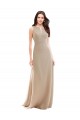 Soft Chiffon Long High Neck Champagne A-Line Bridesmaid Dress Plymouth