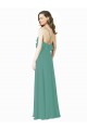 Soft Chiffon Long Spaghetti Straps Icelandic Silver A-Line Bridesmaid Gown Plymouth