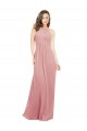 Soft Chiffon Keyhole Back Long Halter Neck Bliss Pink A-Line Bridesmaid Dress Plymouth