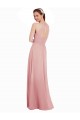 Soft Chiffon Keyhole Back Long Halter Neck Bliss Pink A-Line Bridesmaid Dress Plymouth