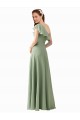 Soft Chiffon Long One Shoulder Smoke Green A-Line Bridesmaid Dress Plymouth