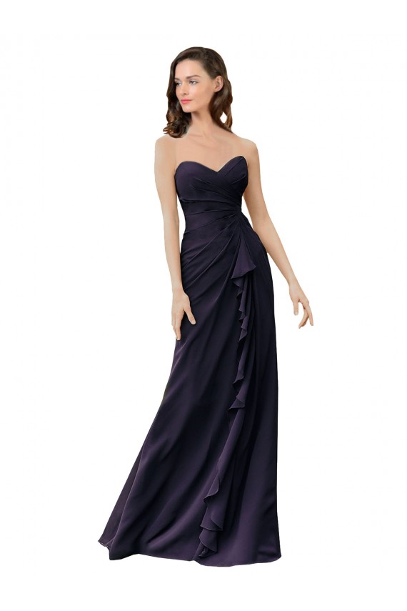 Soft Chiffon Long Sweetheart Dark Navy Sheath Bridesmaid Dress Plymouth