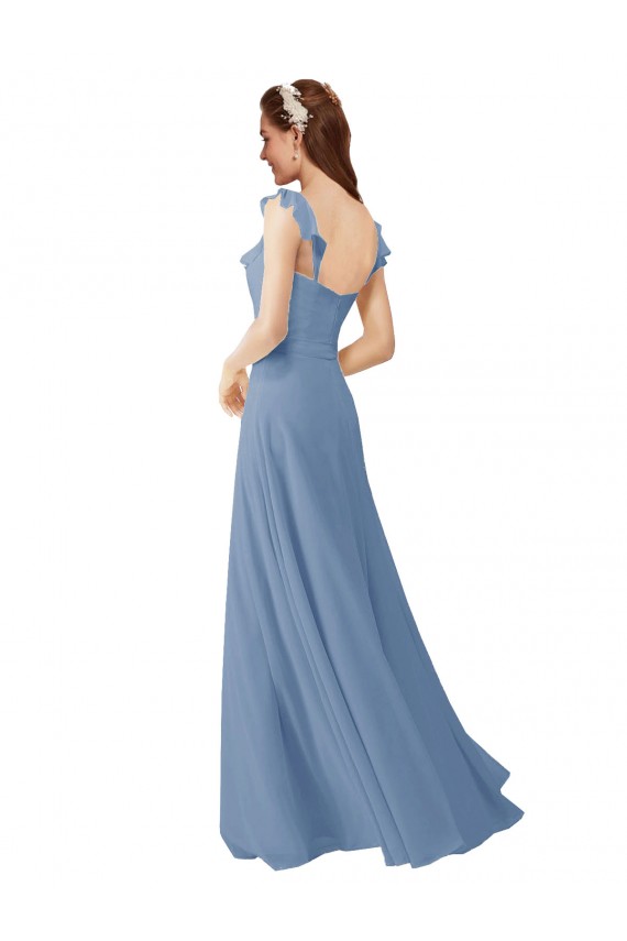 Soft Chiffon Long V-Neck Pink A-Line Bridesmaid Dress Plymouth