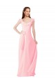 Soft Chiffon Long V-Neck Pink A-Line Bridesmaid Dress Plymouth