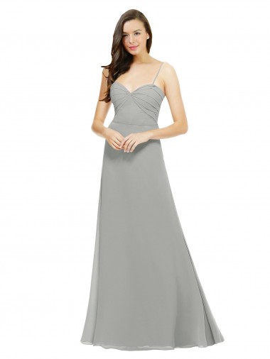 Chiffon Long Spaghetti Straps A-Line Bridesmaid Dress Plymouth