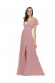 Chiffon V-Back Long V-Neck Dusty Pink A-Line Bridesmaid Dress / Evening Dress Plymouth