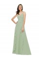 Soft Chiffon Long Spaghetti Straps Smoke Green A-Line Bridesmaid Dress Plymouth