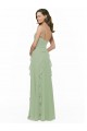 Soft Chiffon Long Spaghetti Straps Smoke Green A-Line Bridesmaid Dress Plymouth