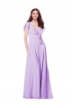 Soft Chiffon V-Back Long V-Neck Lilac A-Line Bridesmaid Dress / Formal Dress Plymouth