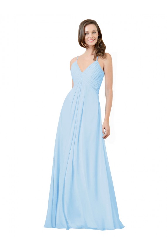 Chiffon Keyhole Back Long Spaghetti Straps A-Line Formal Dress / Bridesmaid Dress Plymouth