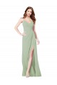 Soft Chiffon Sleeveless Spaghetti Straps Smoke Green A-Line Bridesmaid Dress Plymouth