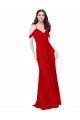 Soft Chiffon Criss Cross Back Long V-Neck Dark Red A-Line Bridesmaid Dress Plymouth