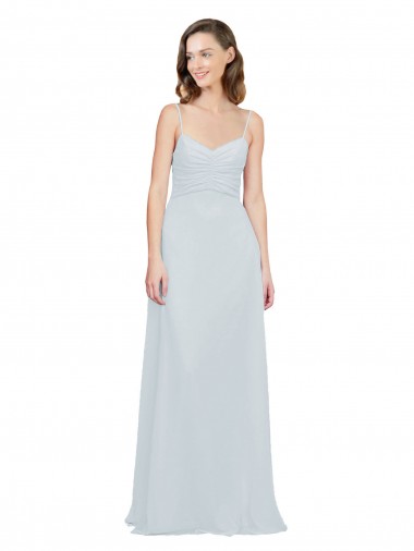Soft Chiffon Long Spaghetti Straps Frost A-Line Bridesmaid Dress Plymouth