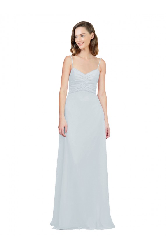 Soft Chiffon Long Spaghetti Straps Frost A-Line Bridesmaid Dress Plymouth