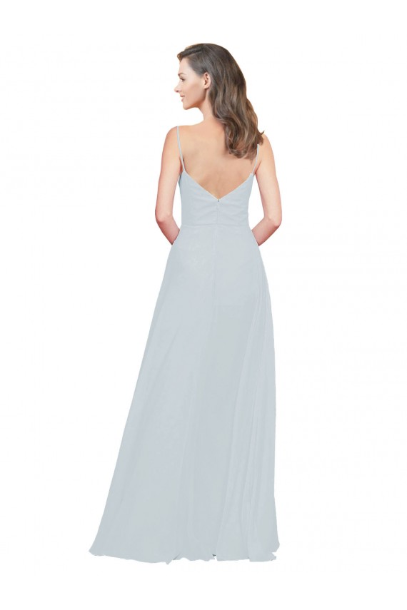 Soft Chiffon Long Spaghetti Straps Frost A-Line Bridesmaid Dress Plymouth