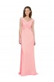Soft Chiffon Long V-Neck Salmon A-Line Bridesmaid Dress Plymouth