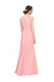 Soft Chiffon Long V-Neck Salmon A-Line Bridesmaid Dress Plymouth
