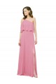 Soft Chiffon Long One Shoulder Skin Pink A-Line Bridal Party Dress Plymouth