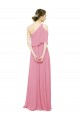 Soft Chiffon Long One Shoulder Skin Pink A-Line Bridal Party Dress Plymouth