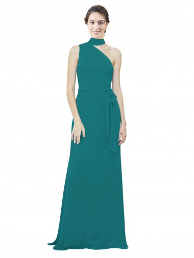 Soft Chiffon Long One Shoulder Hunter A-Line Bridesmaid Dress Plymouth