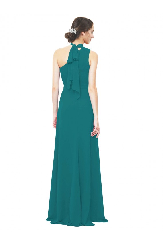 Soft Chiffon Long One Shoulder Hunter A-Line Bridesmaid Dress Plymouth