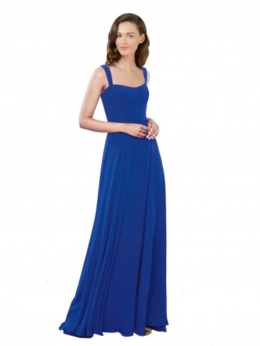 Soft Chiffon Long Square Neck Royal Blue A-Line Bridesmaid Dress Plymouth