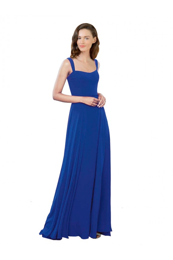 Soft Chiffon Long Square Neck Royal Blue A-Line Bridesmaid Dress Plymouth