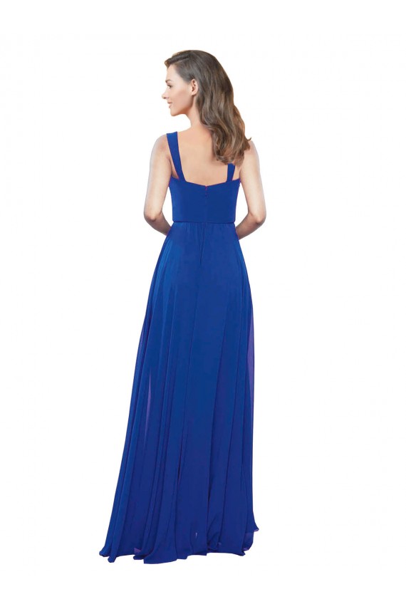 Soft Chiffon Long Square Neck Royal Blue A-Line Bridesmaid Dress Plymouth
