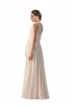Soft Chiffon Long Bateau Neck A-Line Bridesmaid Dress Plymouth