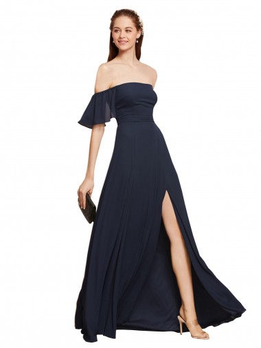 Soft Chiffon Long Off the Shoulder A-Line Prom Dress / Bridesmaid Dress Plymouth