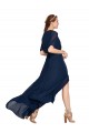 Soft Chiffon Long V-Neck Dark Navy A-Line Bridesmaid Dress / Formal Dress Plymouth
