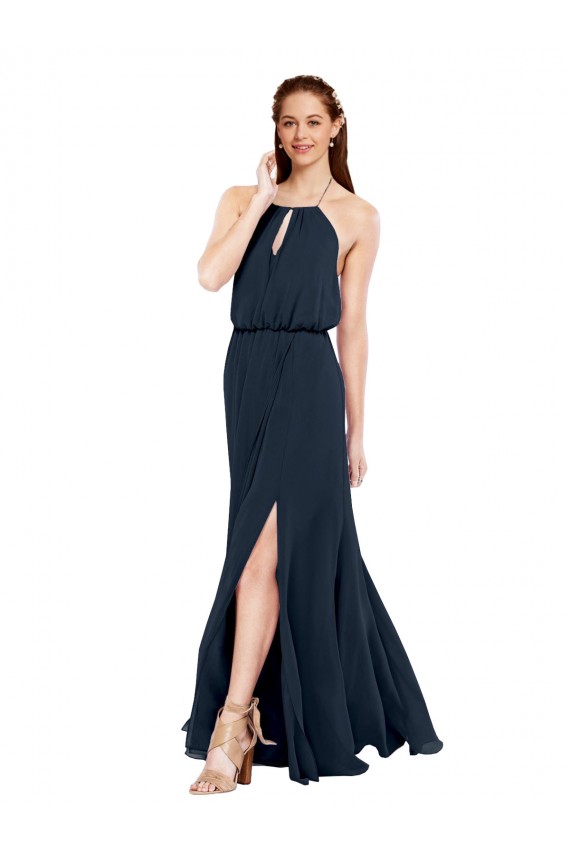 Chiffon Criss Cross Open Back Long Halter Neck A-Line Bridesmaid Dress / Evening Dress Plymouth