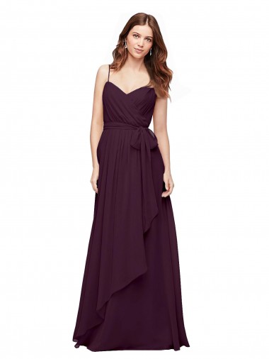 Soft Chiffon Long V-Neck Grape A-Line Bridesmaid Dress / Formal Dress Plymouth