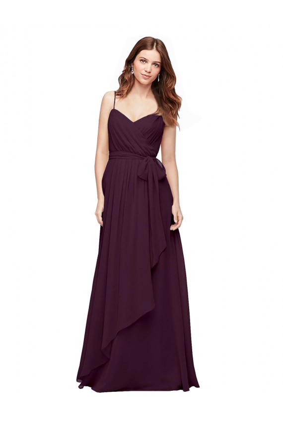 Soft Chiffon Long V-Neck Grape A-Line Bridesmaid Dress / Formal Dress Plymouth