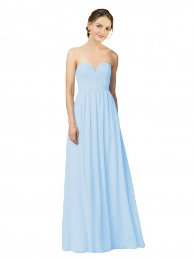 Soft Chiffon Sleeveless Sweetheart Light Sky Blue A-Line Formal Dress / Bridesmaid Dress Plymouth