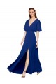 Chiffon Open Back Long V-Neck Royal Blue A-Line Bridesmaid Dress / Evening Gowns Plymouth
