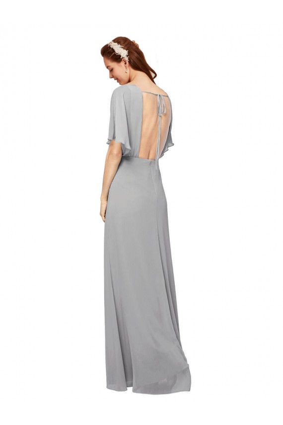Chiffon Open Back Long V-Neck Royal Blue A-Line Bridesmaid Dress / Evening Gowns Plymouth