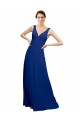 Chiffon Low Back Long Floor Length V-Neck A-Line Bridesmaid Dress Plymouth