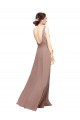 Chiffon Low Back Long Floor Length V-Neck A-Line Bridesmaid Dress Plymouth
