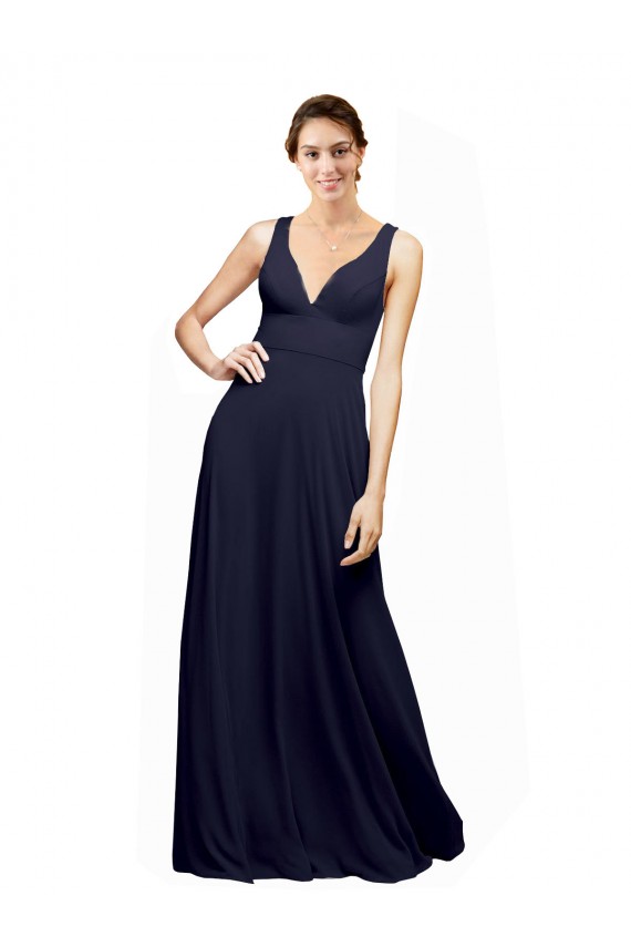 Chiffon Open Back Long V-Neck A-Line Wedding Guest Dress Plymouth