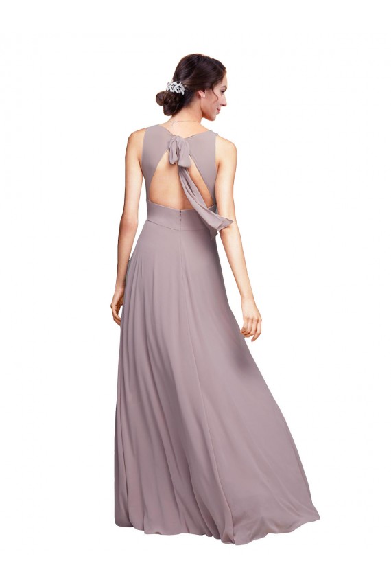 Chiffon Open Back Long V-Neck A-Line Wedding Guest Dress Plymouth