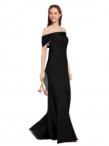 Soft Chiffon Long Off the Shoulder Black Mermaid Prom Dress / Bridesmaid Dress Plymouth