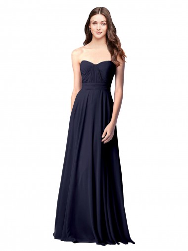 Soft Chiffon Open Back Long Sweetheart A-Line Evening Dress / Bridesmaid Dress Plymouth