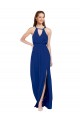 Soft Chiffon Long High Neck Royal Blue A-Line Bridesmaid Dress Plymouth