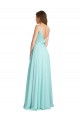 Soft Chiffon & Satin V-Back Long V-Neck A-Line Bridesmaid Dress Plymouth